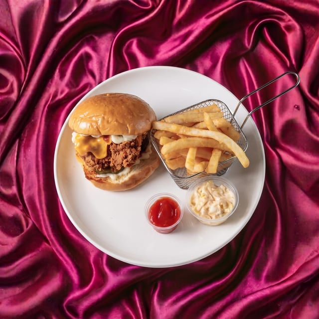 Zinger Burger w/ Fries & Coleslaw.