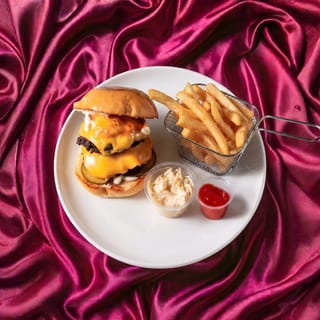 Chapli Burger w/ Fries & Coleslaw
