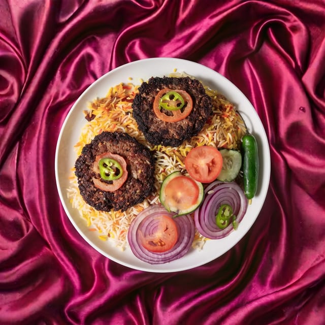 Beef Chapli Kabab Platter.