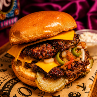 Chapli Burger w/ Fries & Coleslaw